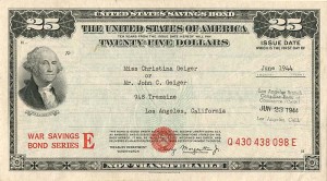 $25 United States Savings Bond (Uncanceled)